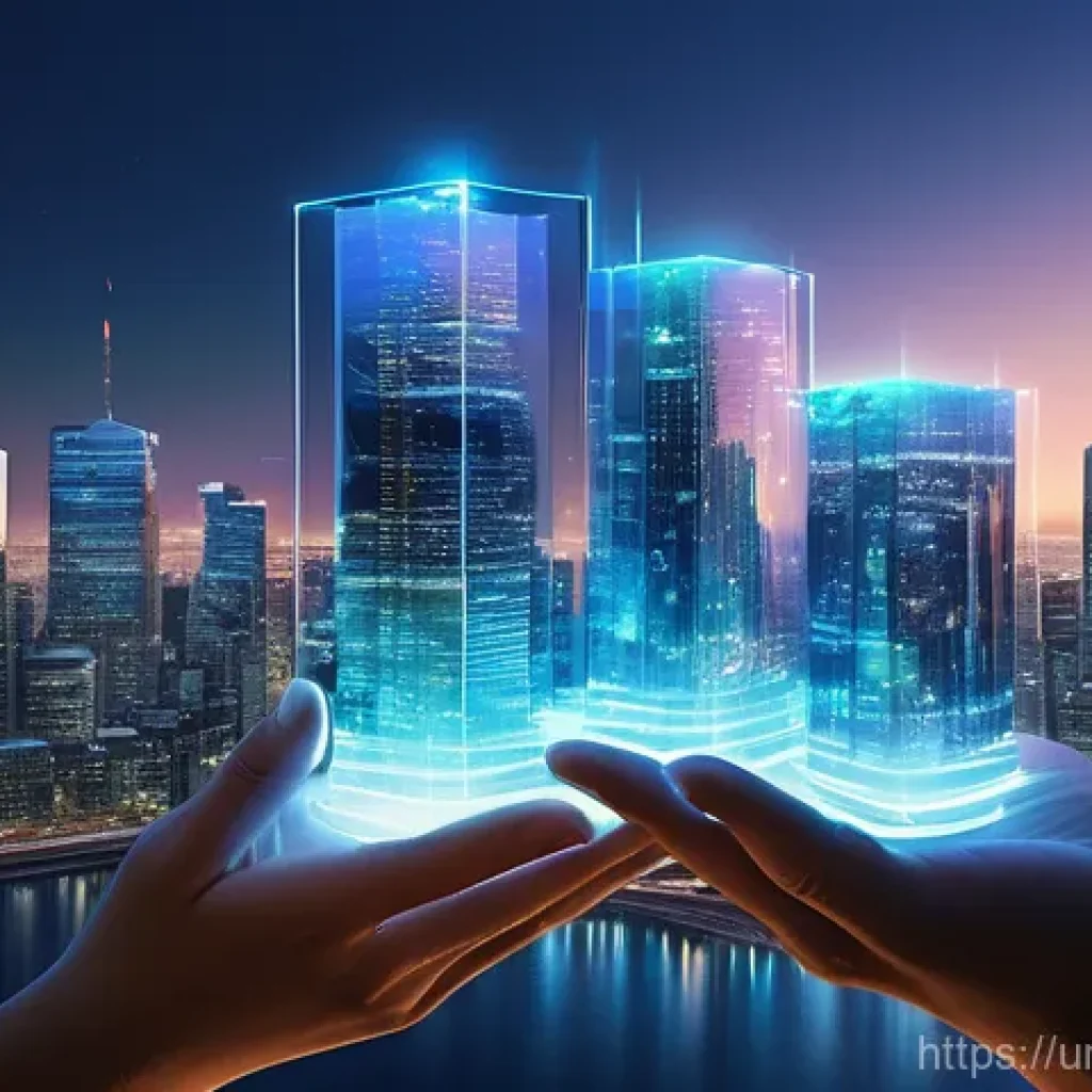 보험계리사 고객 데이터 분석 - **"A visually rich, futuristic cityscape bathed in soft, ethereal glow, representing a 'data ocean.'...