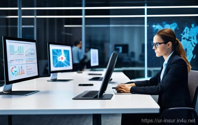 보험계리사 현직자의 하루 일과 - **Prompt 1: The Actuary's Data Dive**
    "A highly professional female actuary, dressed in a sleek ...