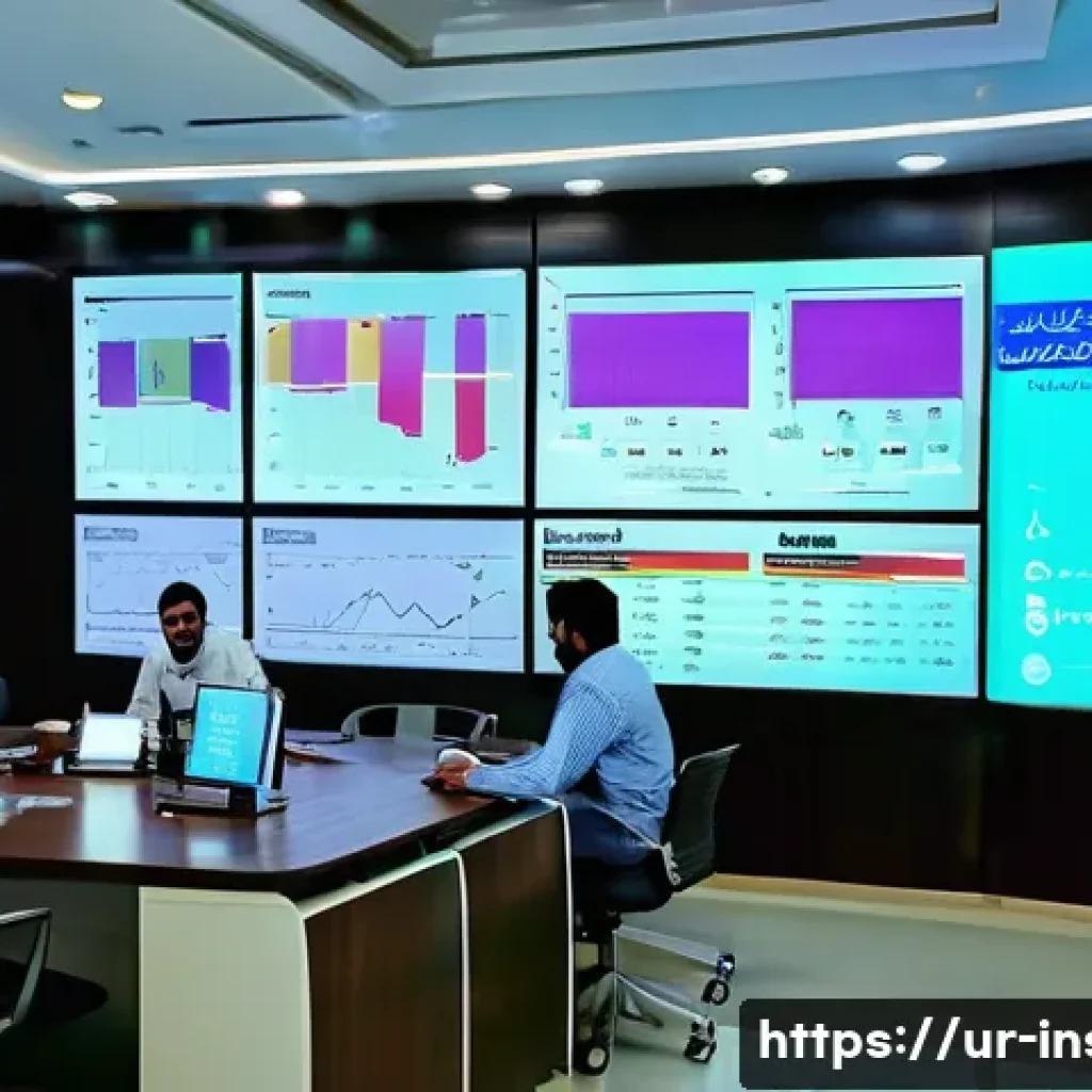 보험계리사와 IFRS 17 - A professional insurance office setting in Karachi, Pakistan, showcasing a diverse team of Urdu-spea...