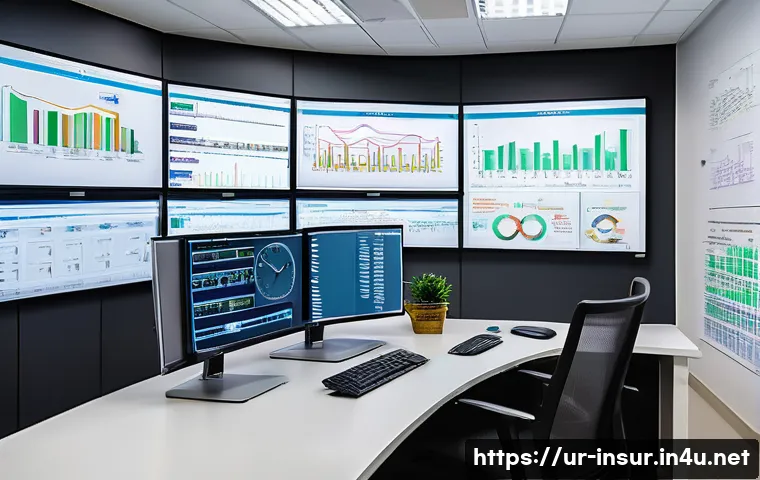 보험계리사와 데이터 정제 - A modern insurance office scene in Karachi, Pakistan, showing a professional actuary using a dual-mo...