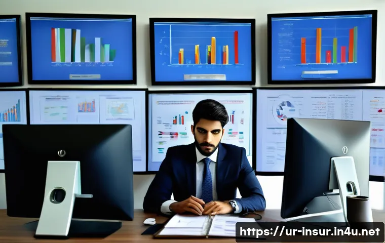보험계리사 윤리 강령 - A professional insurance actuary in a modern office setting, dressed in formal business attire with ...