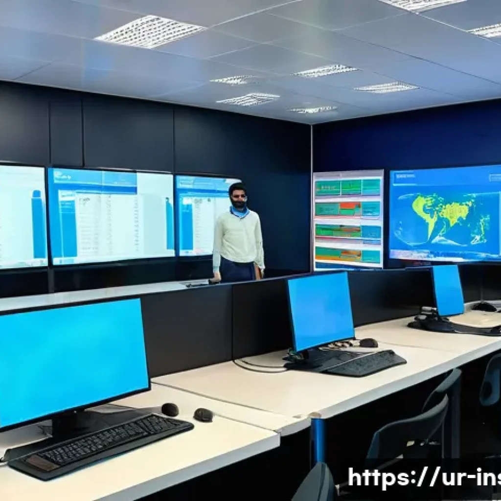 보험계리사와 코로나19 영향 분석 - A modern insurance office setting in Karachi, Pakistan, showing a diverse team of actuaries analyzin...