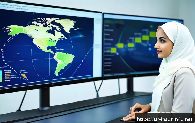보험계리사와 인슈어테크 사례 - A modern insurance office scene in Karachi, Pakistan, showcasing actuaries using advanced data analy...