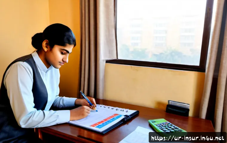 Home 17 보험계리사 자격시험 일정 - Photorealistic Pakistani actuarial science candidate in modest professional attire studying at a nea...