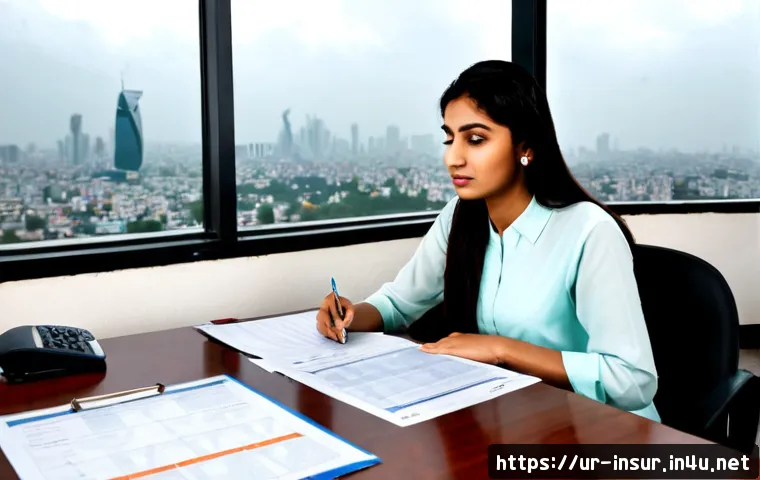 보험계리사와 보험 산업 위기 - Photorealistic Pakistani insurance actuary in modest business attire reviewing risk charts and claim...